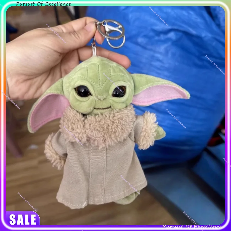 In Stock 15CM Mandalorian Baby Plush Keychain Cartoon Anime Backpack Decoration Trendy Stuffed Doll Holiday Gifts