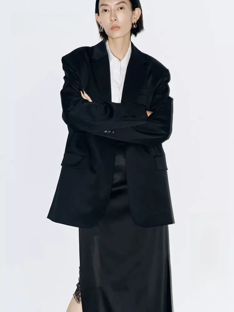 

Elite Wardrobe Series Spring New Woolen Lady Gentleman Suit Jacket EBD1BLA009 Business Commute Polyester Fiber Wool Blend