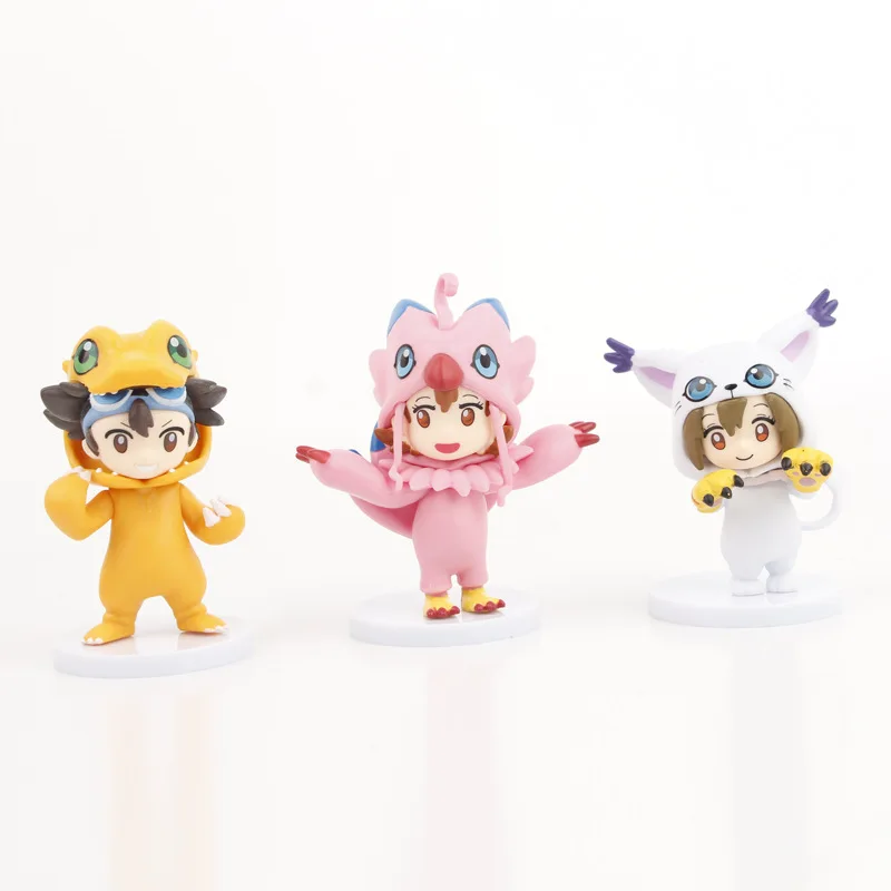 8 pçs conjunto digimon anime figura selecionada crianças cos monstro digital agumon gabumon desktop carro ornamentos decoração natal