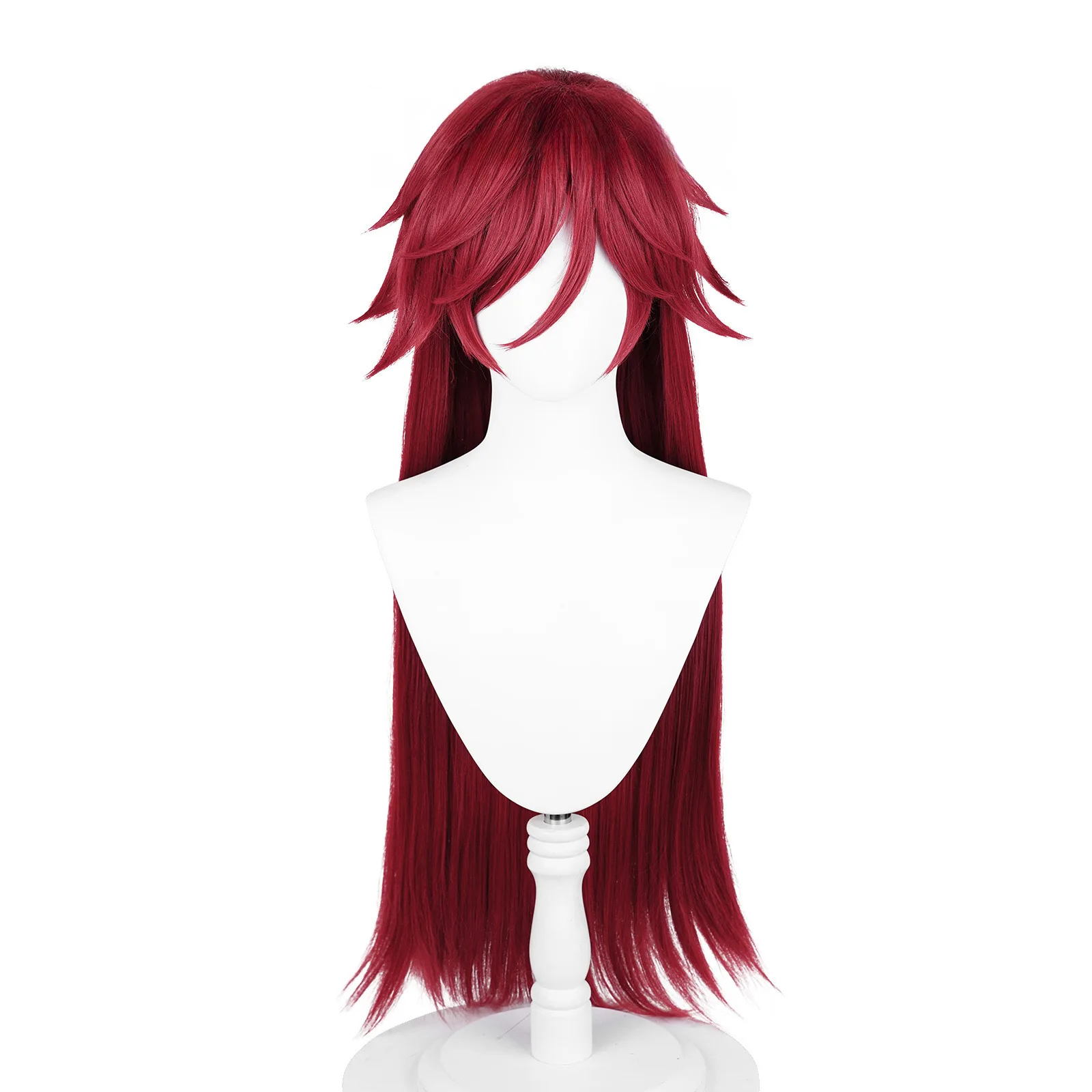 Black Butler Grim Reaper - Parrucca cosplay Grell rosso scuro Parrucca COS in pelle realistica