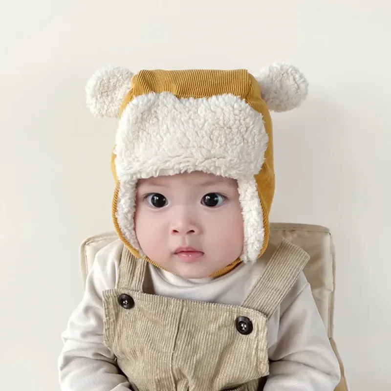 Baby Ear Protection Caps Kids Girl Leifeng Hat Autumn Winter Warm Beanie Cartoon Animal Cute Bonnet Toddler Plush Headwear