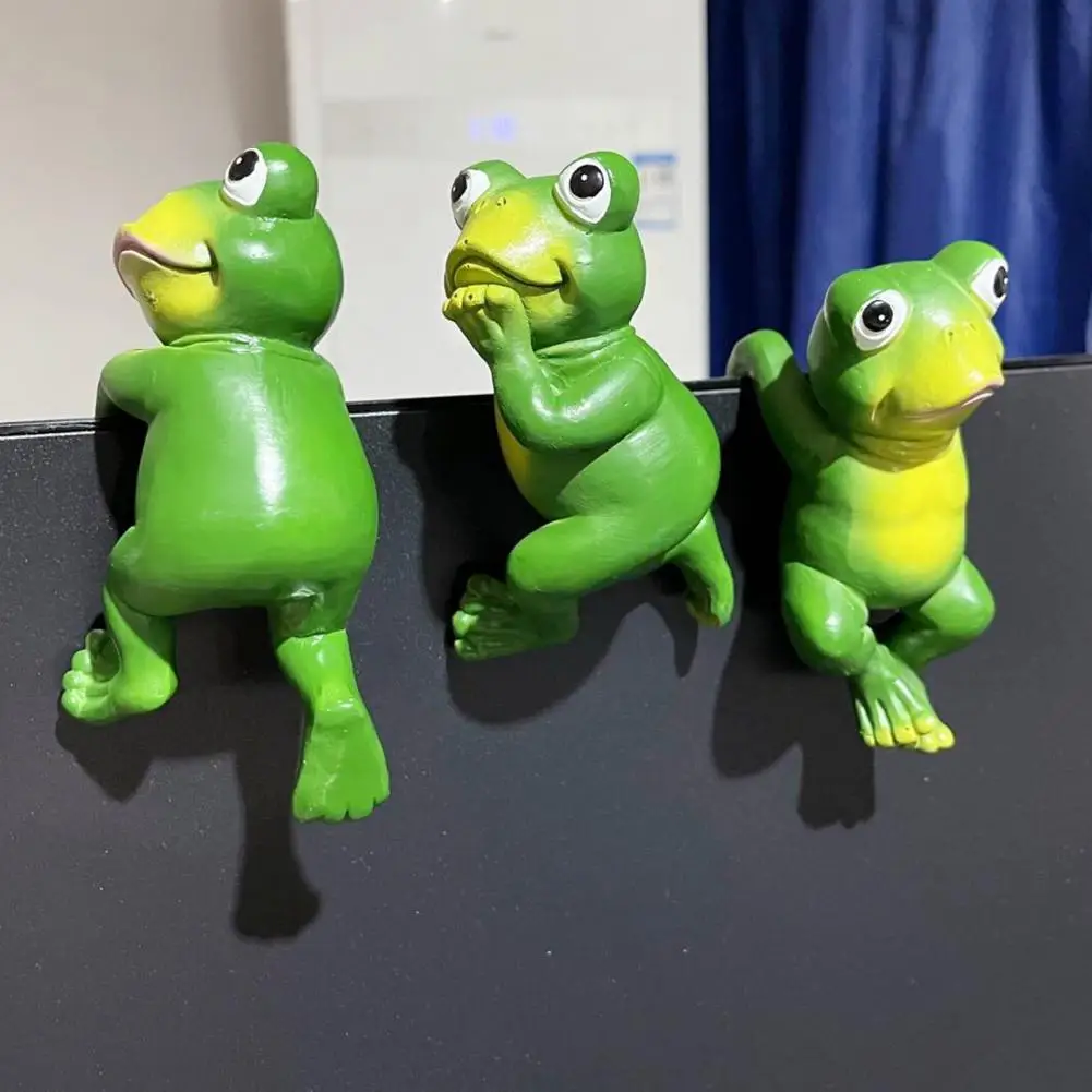 Frog Flower Pot Decoration Resin Frog Planter Figurine Flower Pot Edge Hanging Decoration Miniature Garden Ornament for Potted