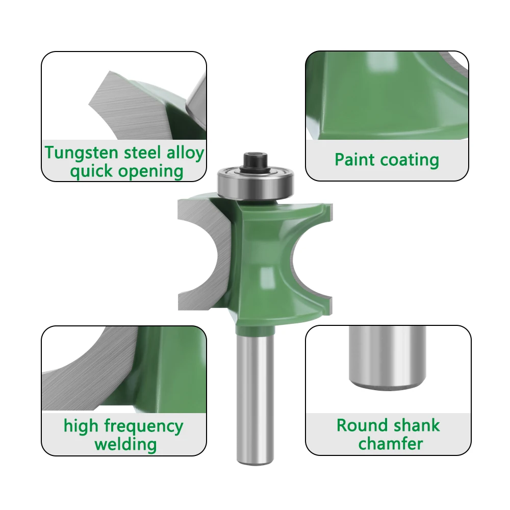 LAVIE 1 PC 8mm Gambo Bullnose Punta Mezza Rotonda Fresa Punte del Router Legno 2 Flauto Cuscinetto Strumento di Lavorazione Del Legno Fresa MC02047