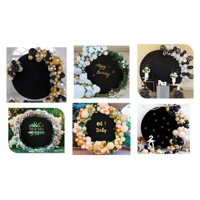 Elegant Polyester Round Arch Cover for Wedding and Party Decoration Backdrop Cover with Elastic Bands and Buckles M68E
