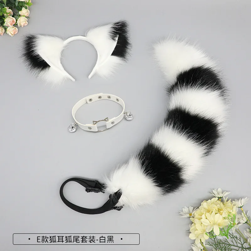 Ensemble d'oreilles et de queue de renard pour jeu de rôle d'anime, bandeau d'oreilles d'animaux en fourrure, accessoires réalistes pour vêtements en queue de fourrure artificielle