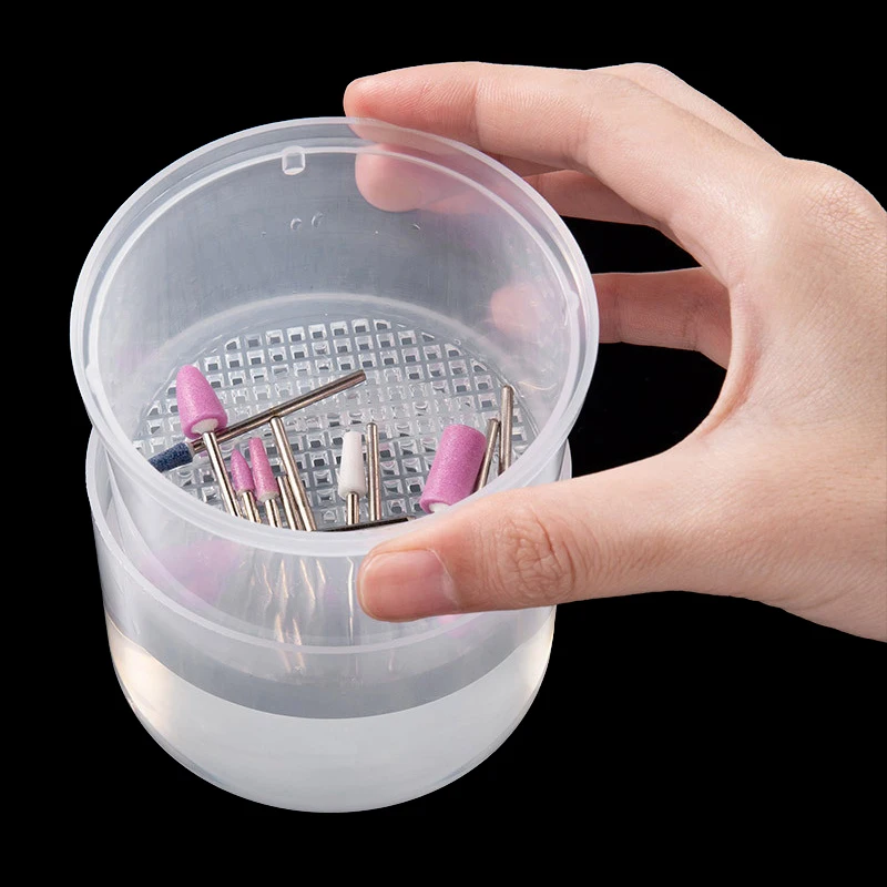 Nail Art Drill Bits Grinding Head Sterilizer Disinfection Box Nail Tool Cleaning Box Manicure Storage Case Clipper Accessories