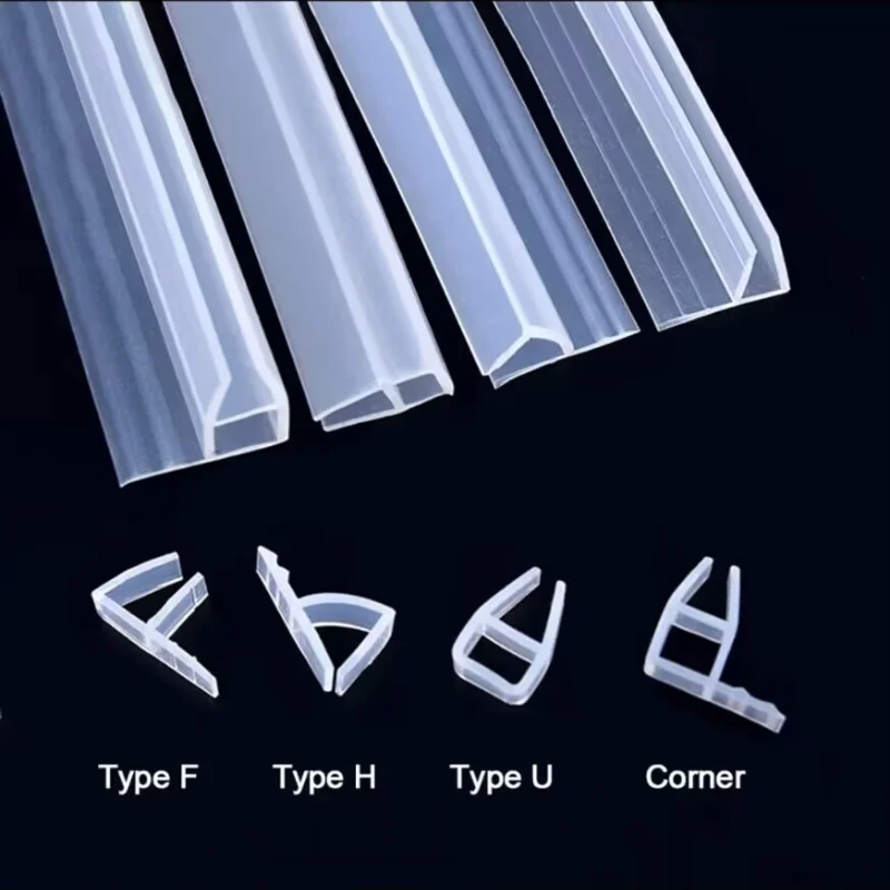 

h/F/U Shape Glass Door Sealing Strips Silicone Bath Shower Weather Strips Draft Stopper Office Balcony Door Window Sealing Tape