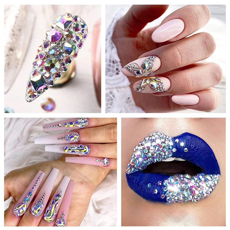 Atacado 14400 pçs/saco cristal ab glitter não hotfix strass unhas encantos acessórios de diamante para decoração da arte do prego