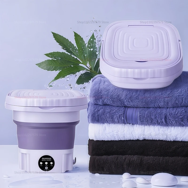 غسالة ذكية قابلة للطي سعة 8 لتر، غسالة محمولة ذات سعة كبيرة لآلة تنظيف الملابس الداخلية في سكن الطلاب المنزلي