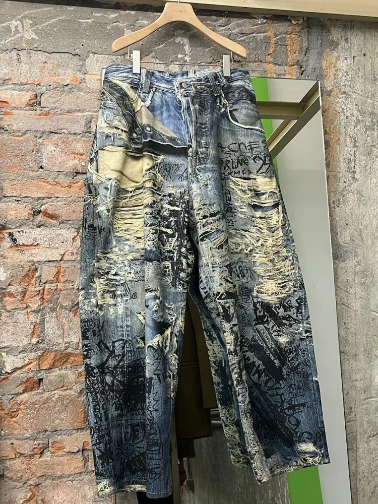 

as Correct Divine Pants 3D Printed Loose Jeans Casual High Waist Long Trousers for Teenagers Straight Leg Jeans