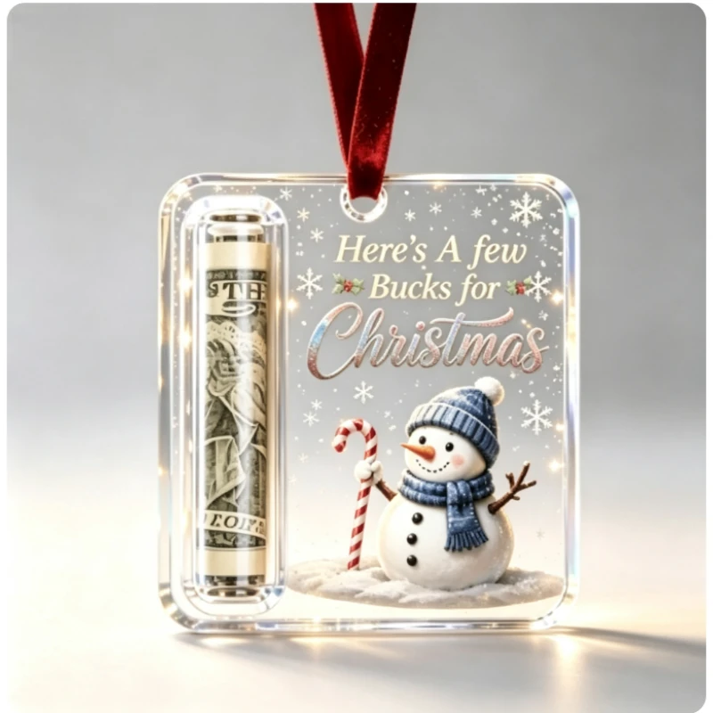 Christmas Acrylic Cash Gift Ornament – Money Holder Craft, Creative Holiday Present for Gift Giving & Party Favor