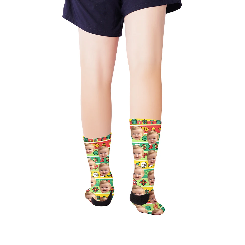 Customized Christmas face socks DIY fashion novelty to customize the best holiday gifts for friends and family