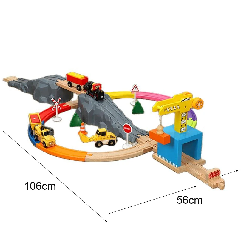 

32PCS Train Track Toy Car Combination Child Mine Site Rail Transport Compatible With Wooden Tracks Children Train Gift PD72