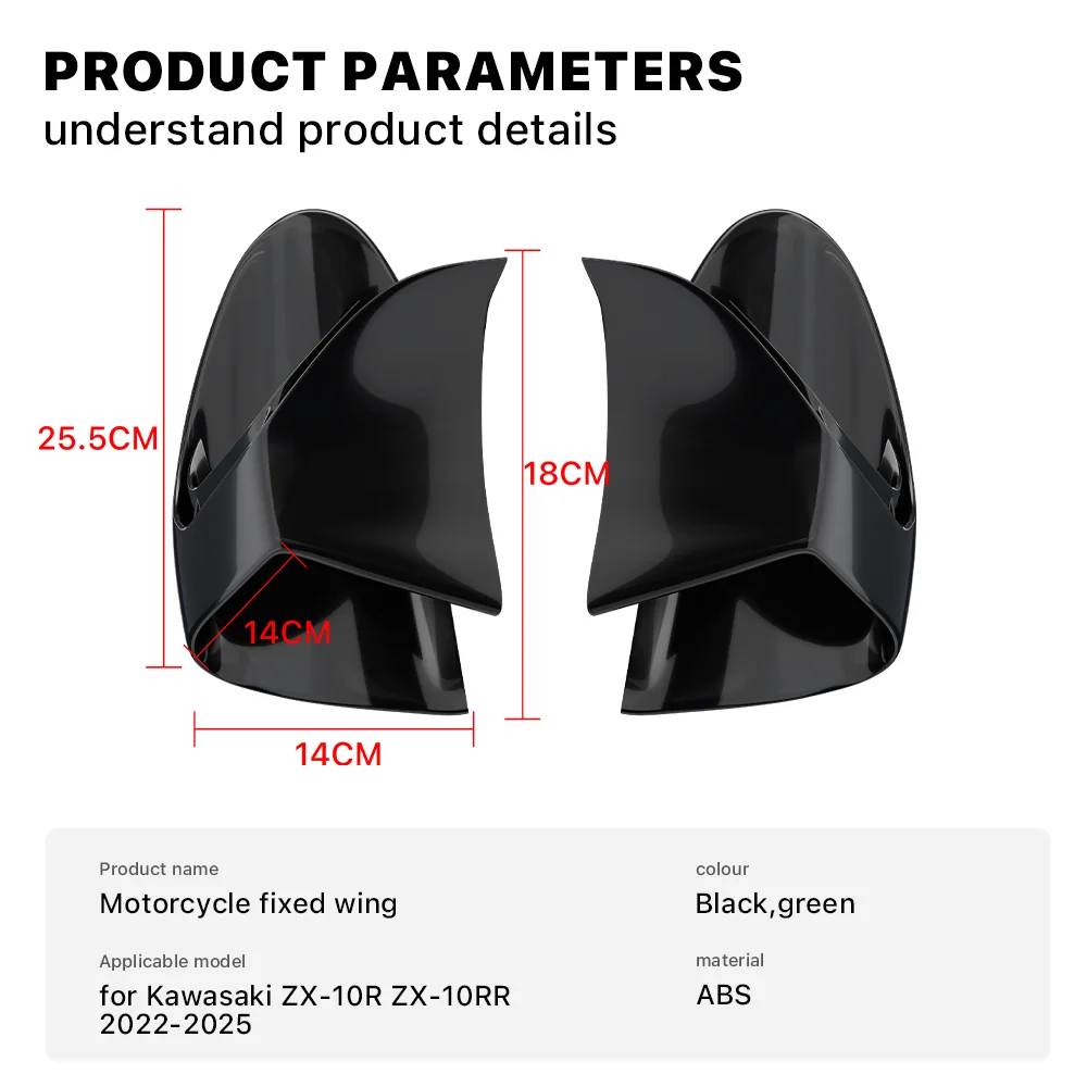 NEW Motorcycle Side Fairing Fixed Wing For Kawasaki ZX-10R ZX10RR 2022-2025 Retrofit Aerodynamic Cowling Winglet Spoiler