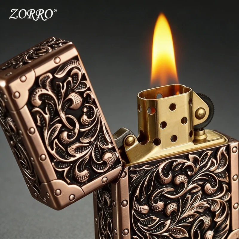 

ZORRO Heavy Armor Pure Copper Windproof Kerosen Lighter, Personalized Creative Collection Gift, Men's Cigarette Lighting Gift
