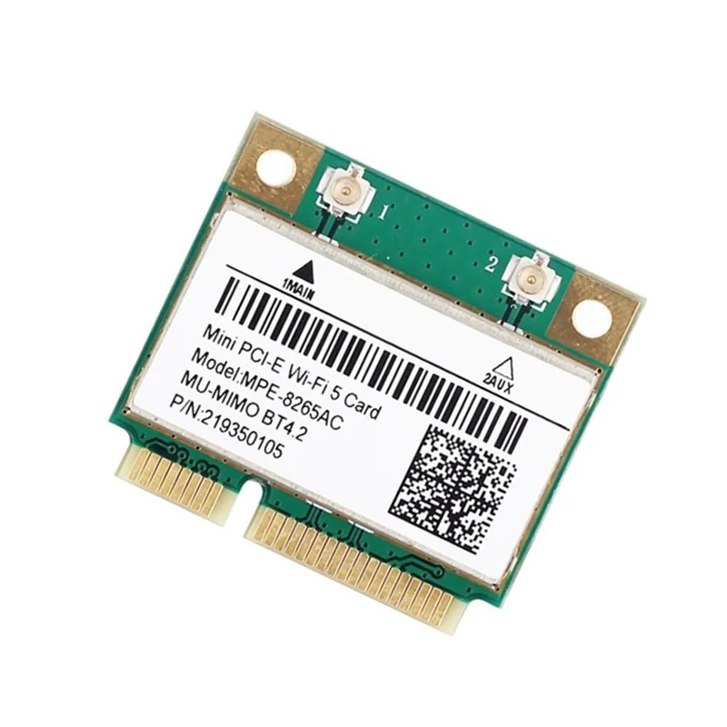 MPE-8265AC 무선 하프 미니 PCI-E 와이파이 카드, 와이파이 5 듀얼 밴드 802.11AC 2.4Ghz 5Ghz 1200Mbps WLAN 네트워크 카드