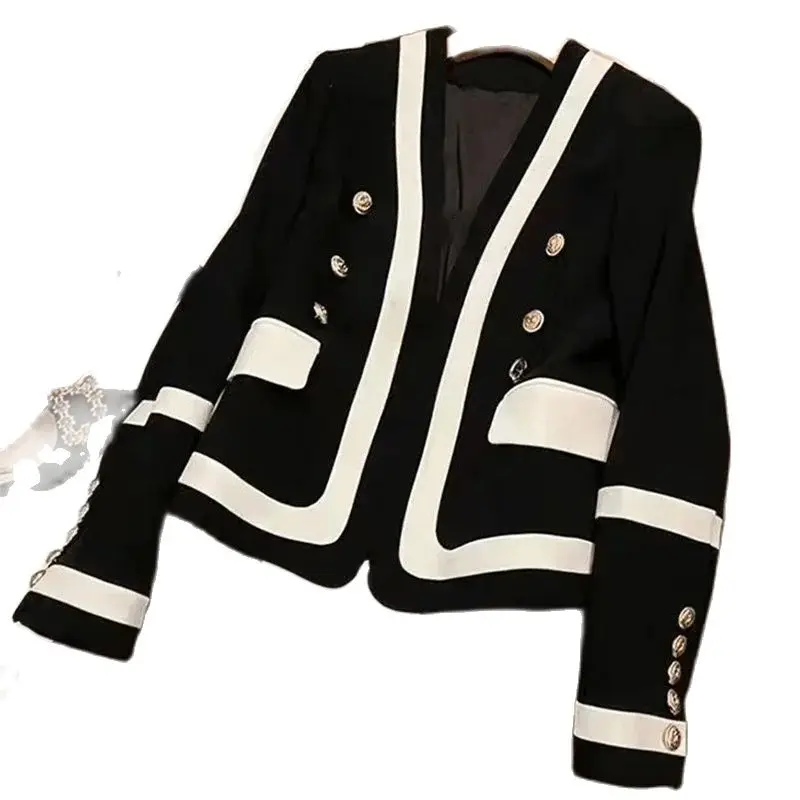 Spring Autumn Blazer Woman 2024 New Fashion Loose Double-Breasted Assorted Colors Coat Temperament Elegant Outerwear Female