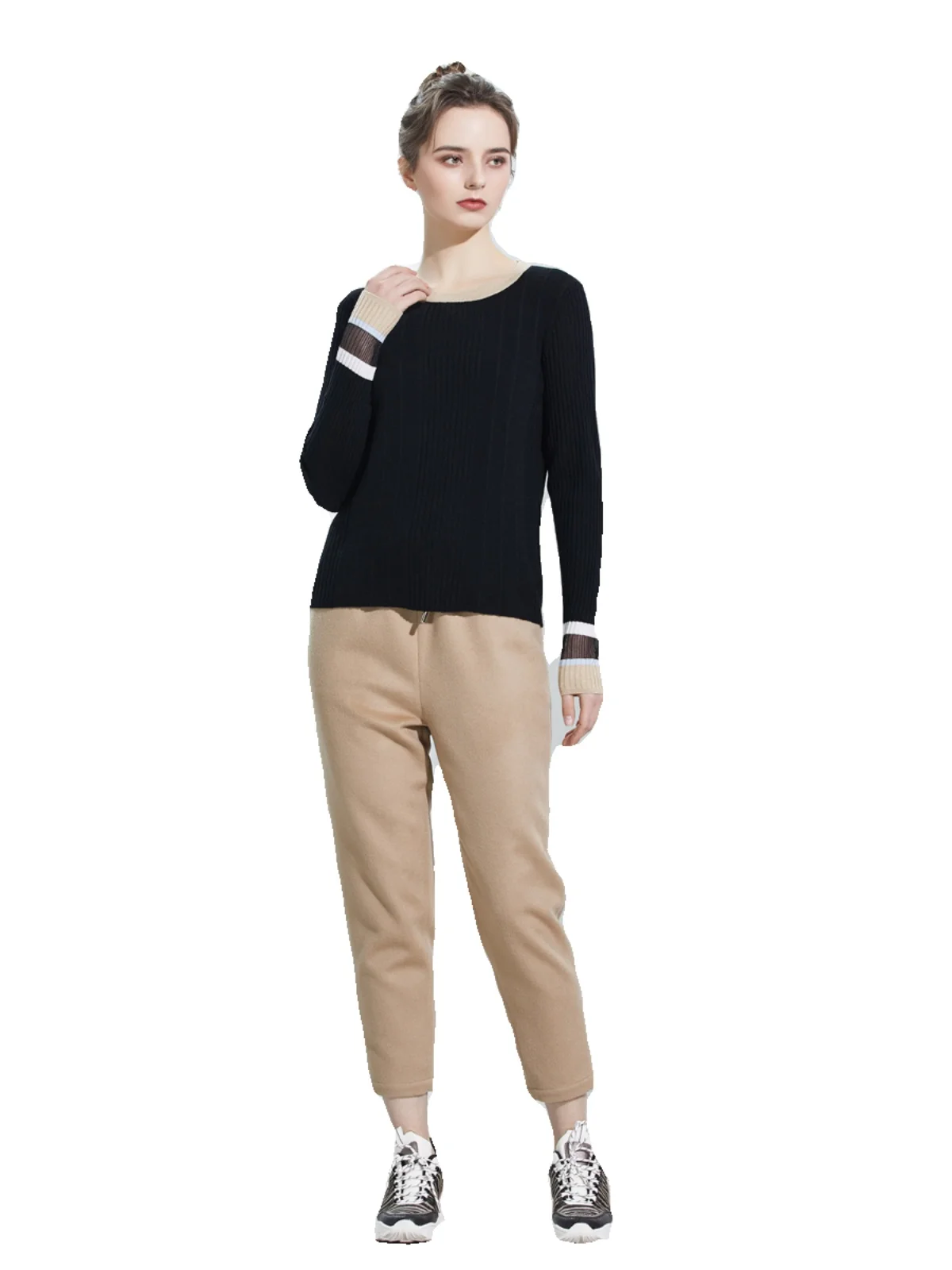 Bla Wool Knitted Long Sve Base irt Collar Design Color Blo  Detailing Comfortable Fit Knitwear Spring New Arrival