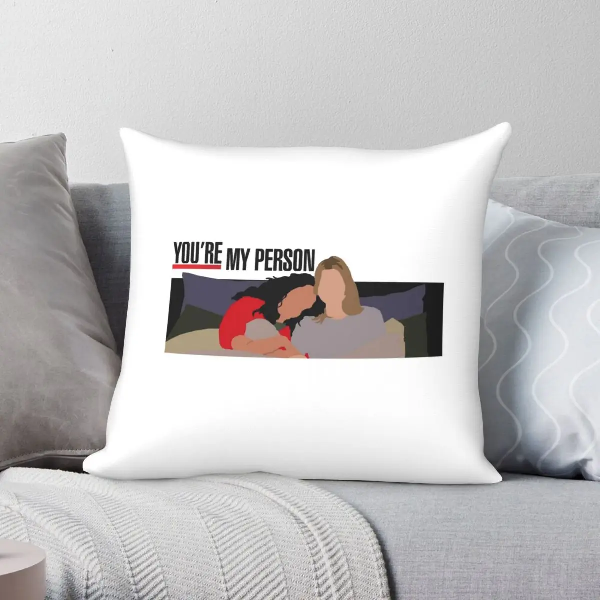 

You're My Person Square Pillowcase Polyester Linen Velvet Creative Zip Decor Pillow Case Bed Cushion Cover 18"