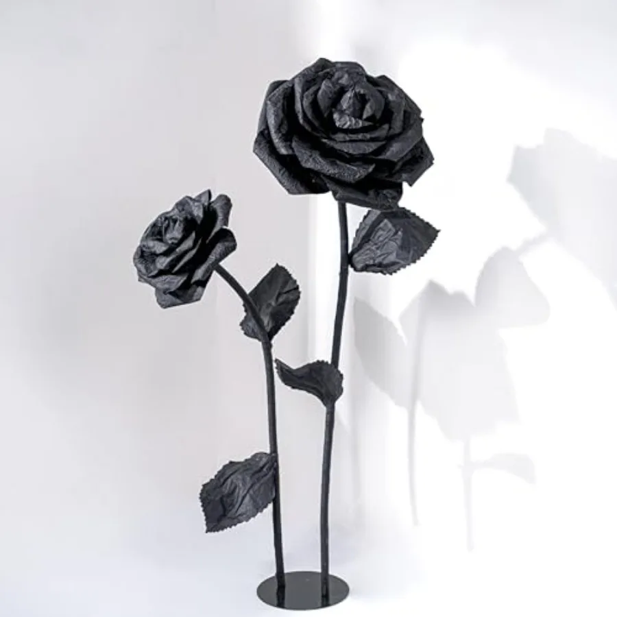 

2Pcs Artificial Giant Flowers for Wedding, Garden Party, Home Decor, Mall Shop Display: 5ft Black Paper Flower Wall Backdrop wi