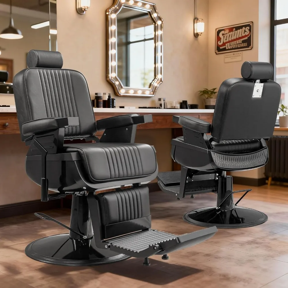 Heavy Duty Vintage Barber Chair | Hydraulic Reclining Salon Chairs for Hair Stylist | Footrest & Headrest, Customized