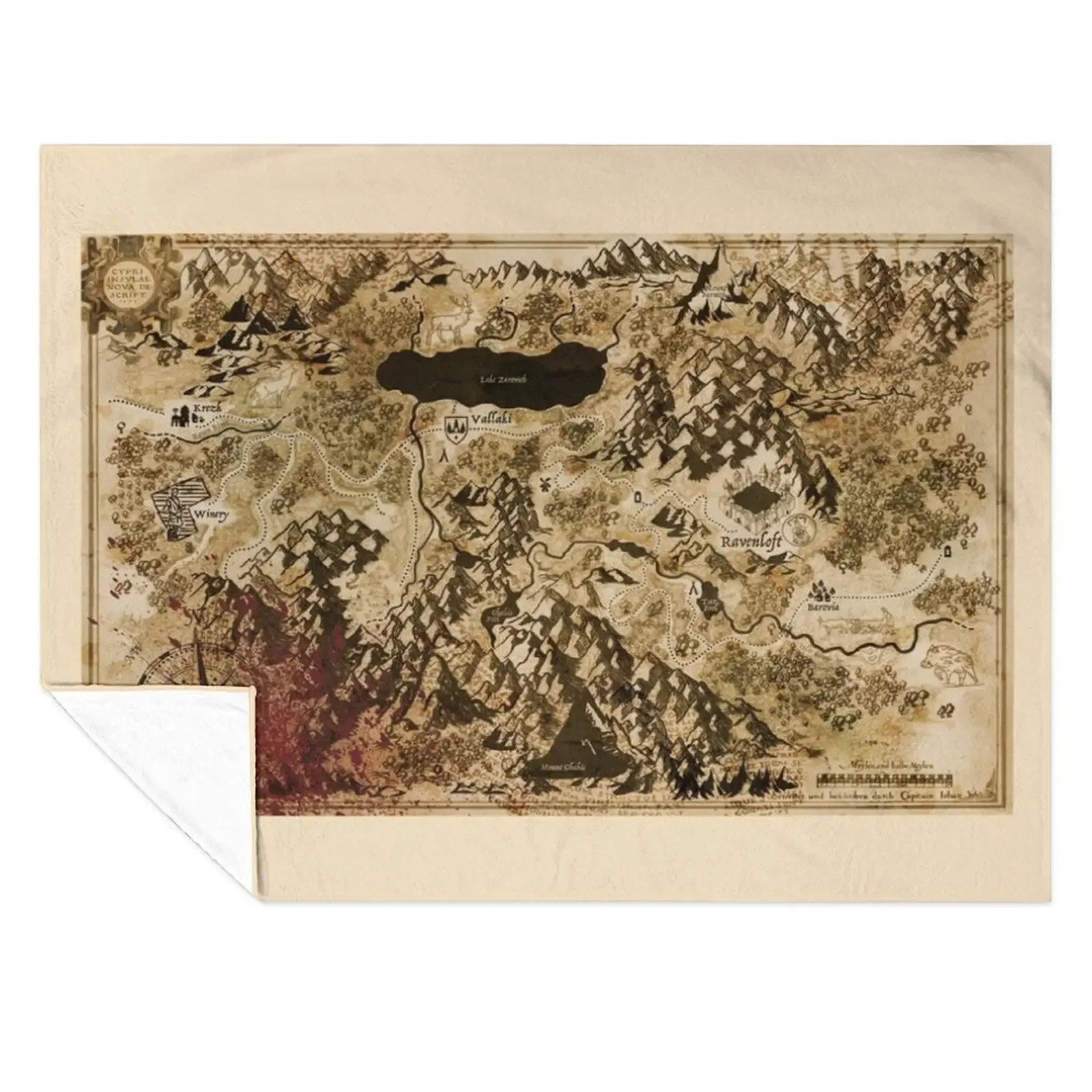 

Dr. Rudolf Van Richten's Annotated Map Of Barovia Throw Blanket Beautifuls Nap Decoratives Luxury Blankets
