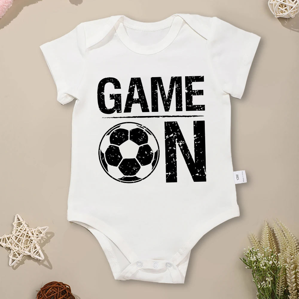 Football Game Toddler Boy Jumpsuit European American Trend Popular Baby Bodysuit Short Sleeve O-neck Cotton Infant Clothes