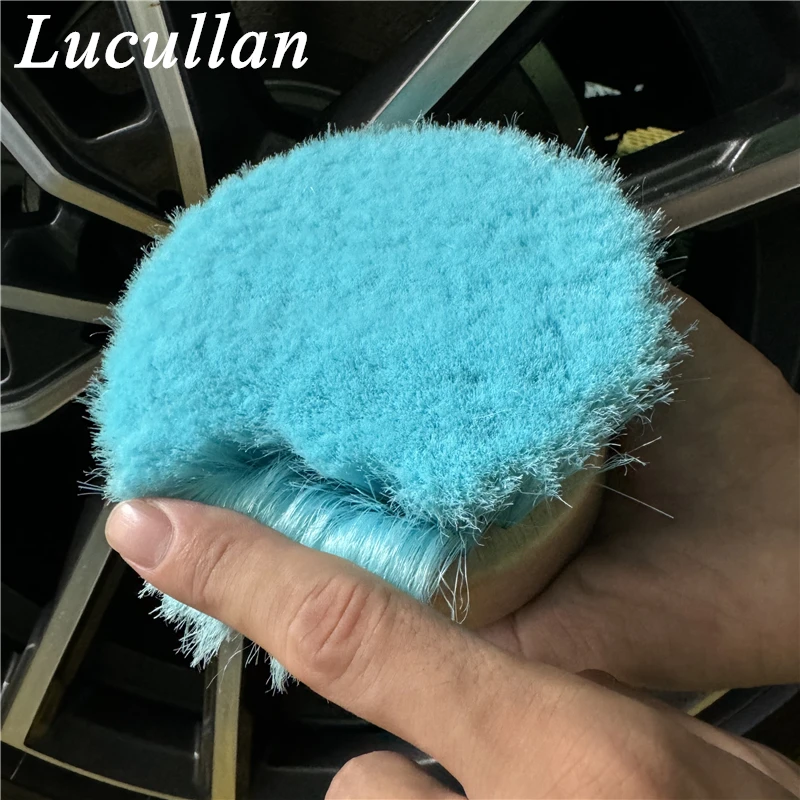 Lucullan Solid Wood Handle Ultra Utility Brush-Soft Nylon Bristles Perfect For Interior, Wheel,Leather,Plastic Cleaning