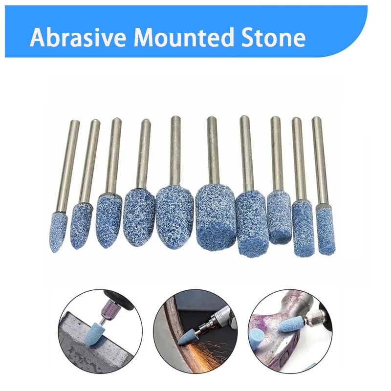 

10PCS 3mm Shank Abrasive Polishing Mounted Effective Polishing Head Wheel Electric Grinding Stone Wheel Dremel Accessories