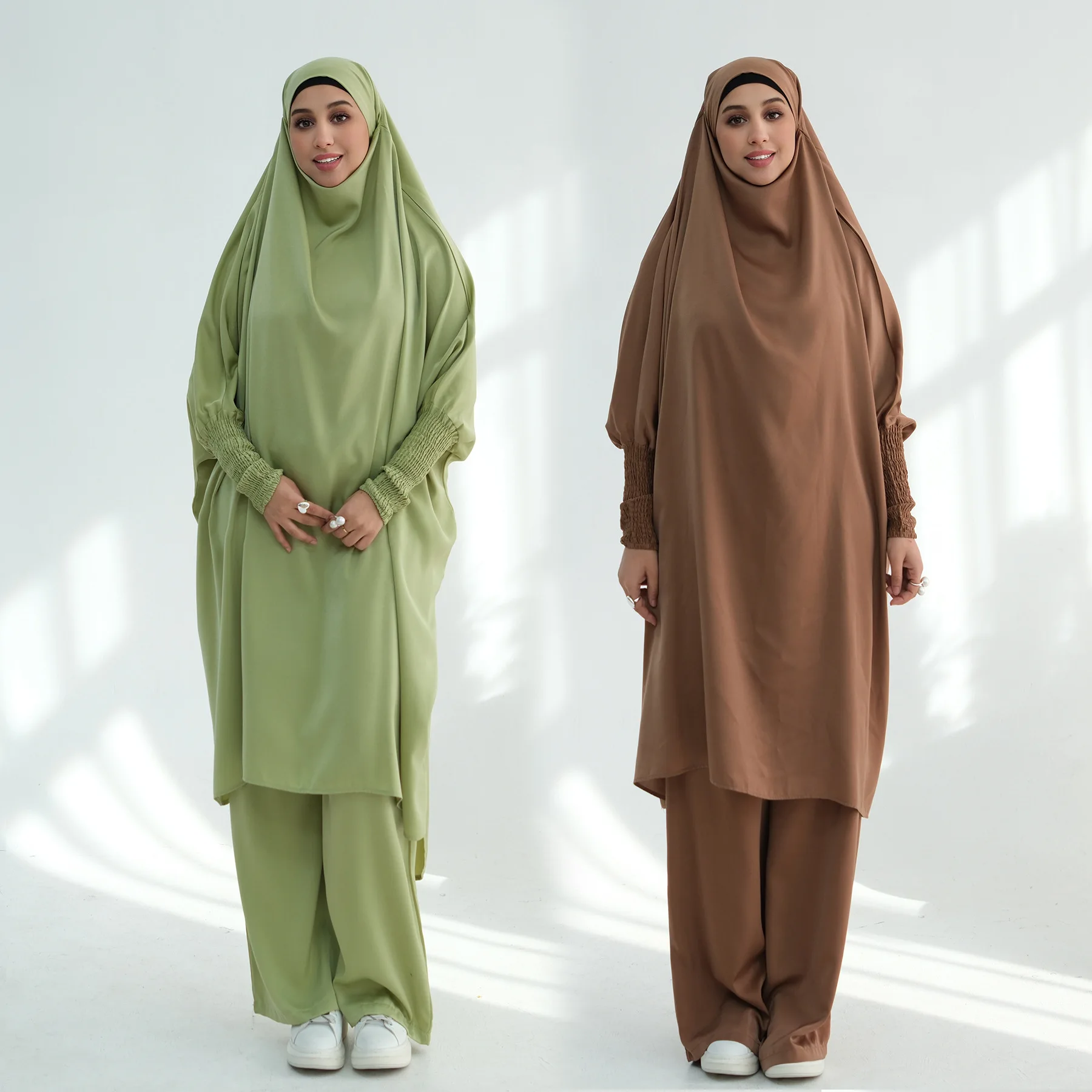 

Eid Abaya Women Prayer Dress Pant 2 Piece Set Prayer Garment Top Wide Leg Pant Party Muslim Dubai Largo Ramadan Long Pants 2026