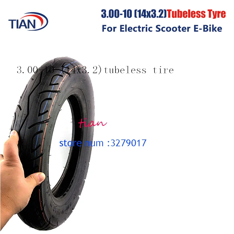 

14 inch Vacuum Tubeless Tire Explosion-proof 3.00-10 / 14x3.2 fits Electric vehicle Electric Scooters e-Bike