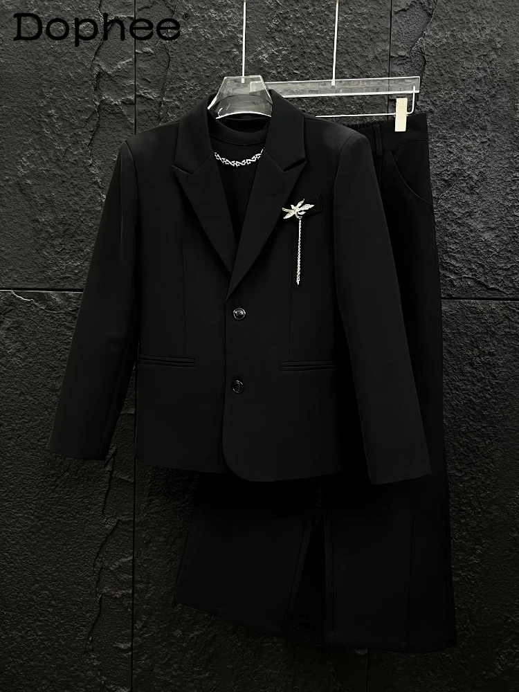 

Модные мужские костюмы-двойки Весна 2026: Новинка, элегантные, с металлическим декором, легкие люксовые пиджаки с подплечниками и брюки