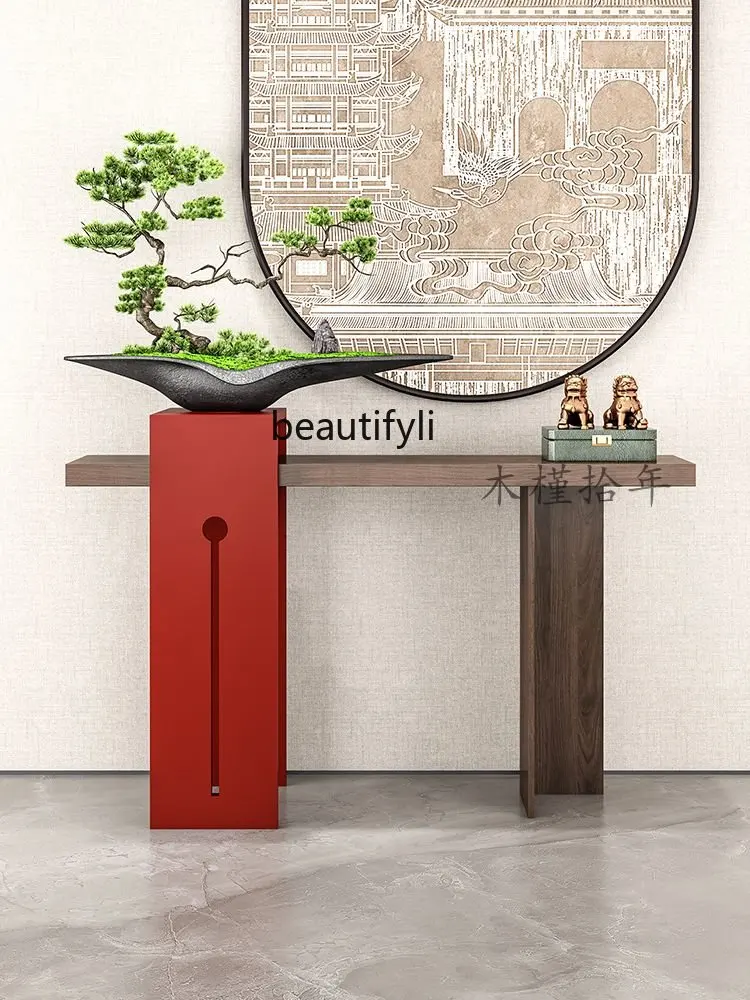 yj New Chinese Art Console Household Solid Wood Console Tables Side View Cabinet Altar Simple