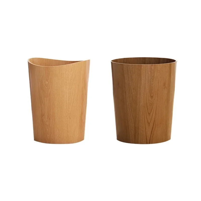 Creative Wooden Trash Can Round Simple Cleaning Tools Garbage Can Home Wastebasket Bathroom Trash Bin Kitchen Waste Storage Bins