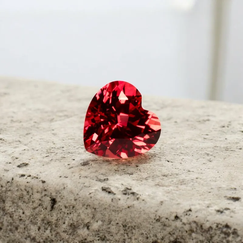 Heart Cut Lab Grown Sapphire Sunset Red Color for Charms DIY Advanced Jewelry Rings Making Materials with Certificate Wholesale 4