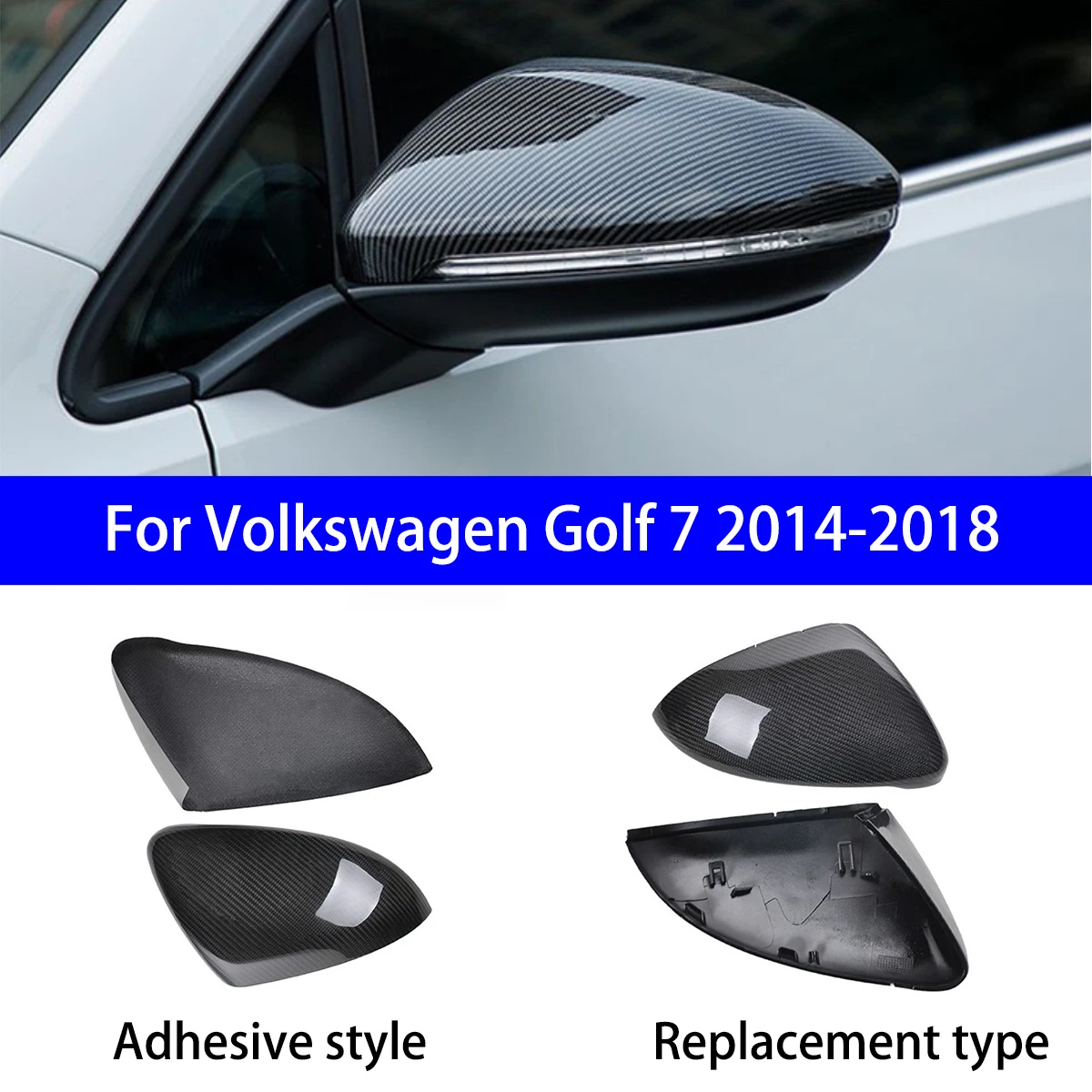 

Suitable for 2014-2018 Volkswagen Golf 7-carbon Fiber Adhesive/replacement Rearview Mirror Housing