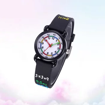 Kinderen 3D Horloge Cartoon Waterdicht Polshorloge Creatief Quartz Horloge Kinderaccessoires Zwart