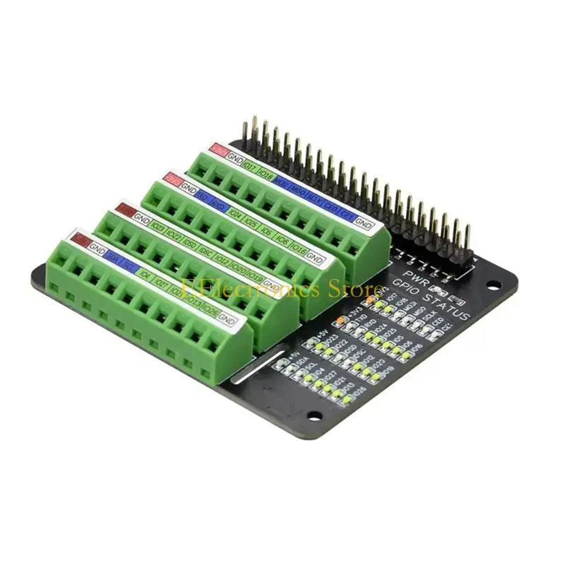 B03C GPIO Expansion Board with Screw Clamps and Visible LED Indicators