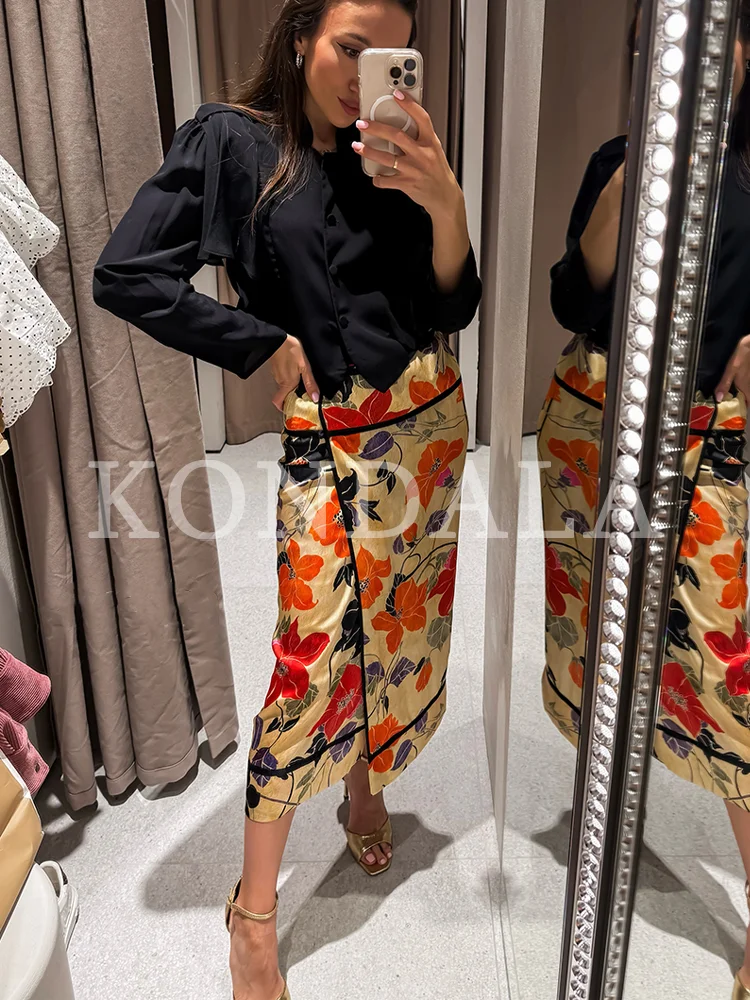 KONDALA Elegante chique rok me - Midi Skirt Floral recensie en prijs