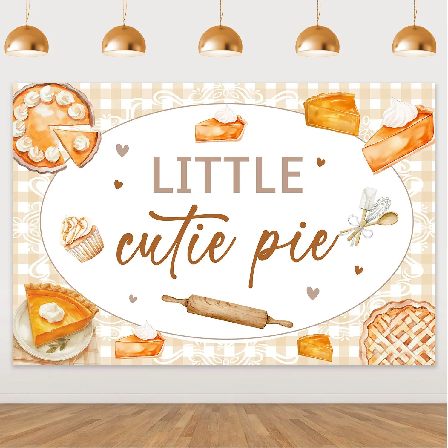 Cutie Pie Baby Shower Backdrop Little Cutie Pie Is on The Way Background Decorations Cookie Baking Party Supplies  5 * 3 Ft