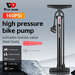 WEST BIKING Mountain Bike Road Bike Pump MAX 160PSI Cycling Portable Bicycle Floor Pump Basketball Toy Tire Inflator Air Pump