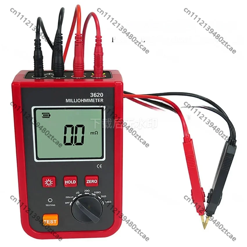 Portable Milliohmmeter 1.2A 20kΩ High Precision 4-Wire AC DC 2CH Low Resistance Detector