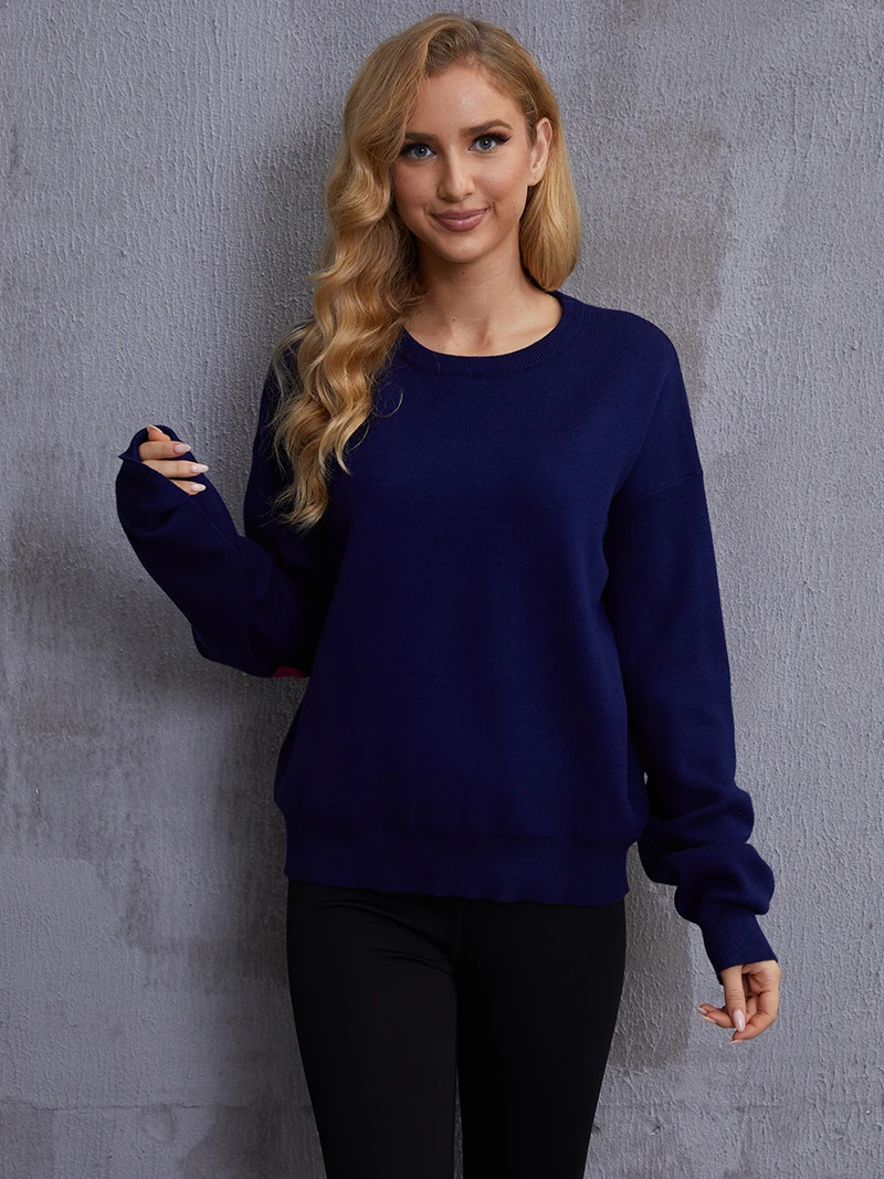 Crewneck Pullover Elegant Woman Sweater Freestyle Graphic Cozy Knitted Sweaters Oversized Long Sleeve Sweaters For Women 2024