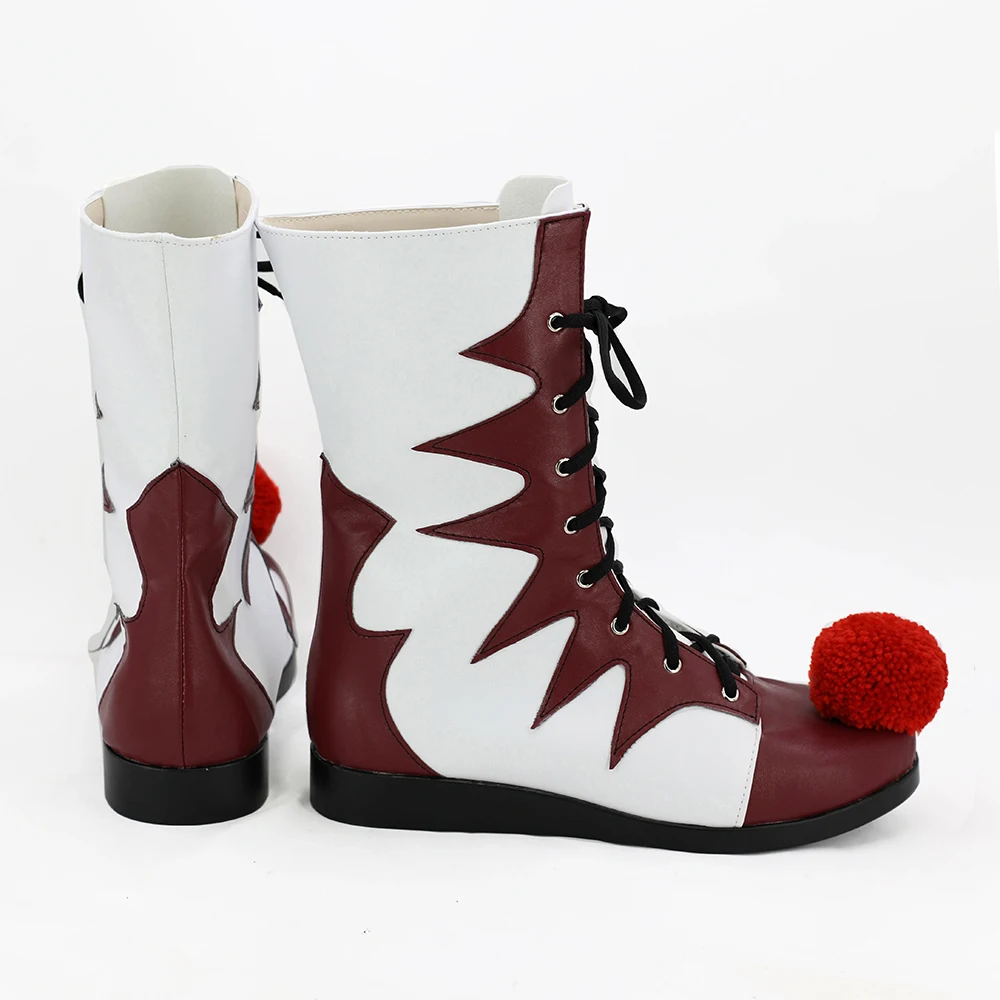 أحذية فيلم The Clown Pennywise التأثيرية باللونين الأحمر والأبيض من الجلد الاصطناعي للرجال #4