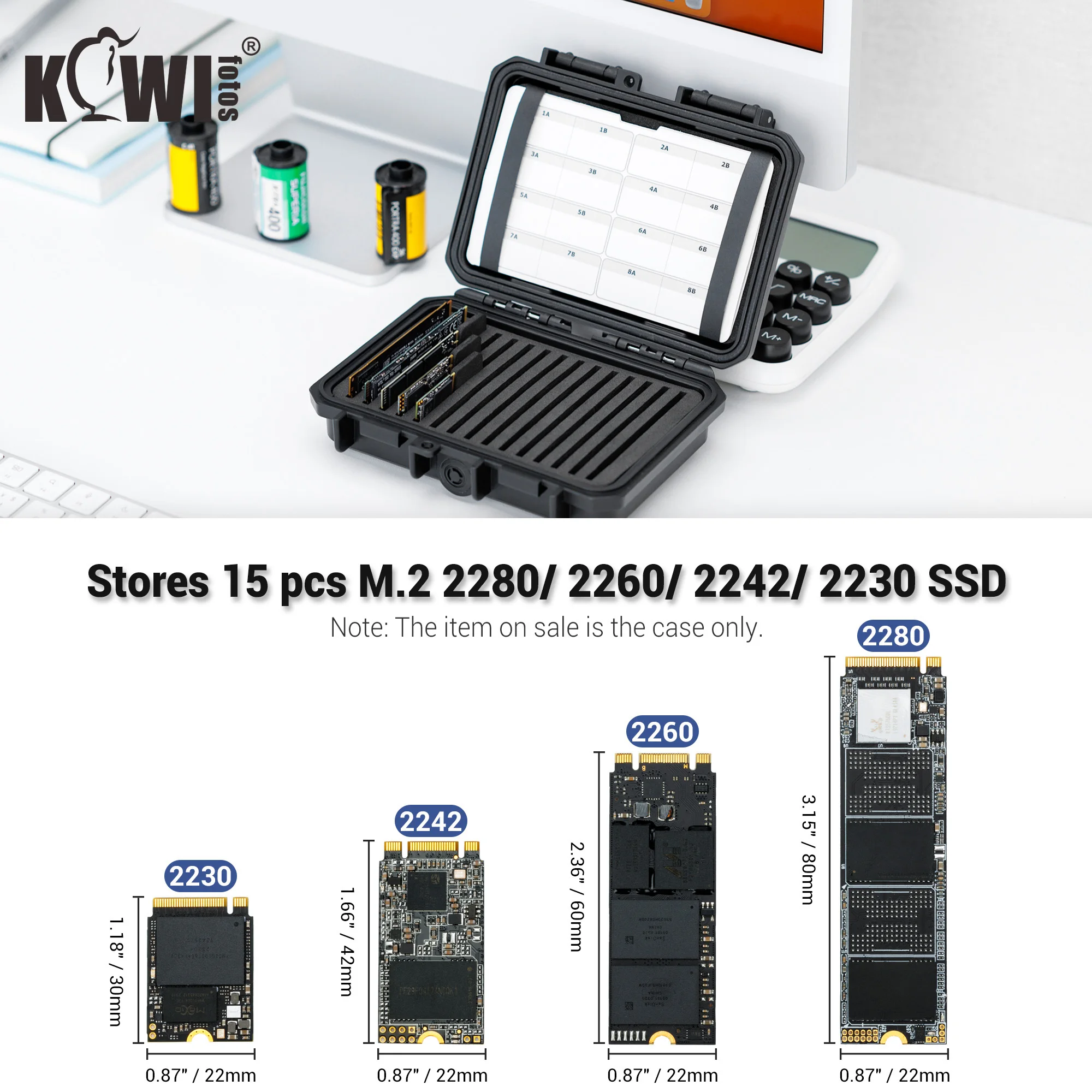 15 Slots M.2 Internal SSD Case IP67 Waterproof M.2 SSD Hard Drive Storage Box For M.2 2280/ 2260/ 2242/ 2230 Solid State Drives