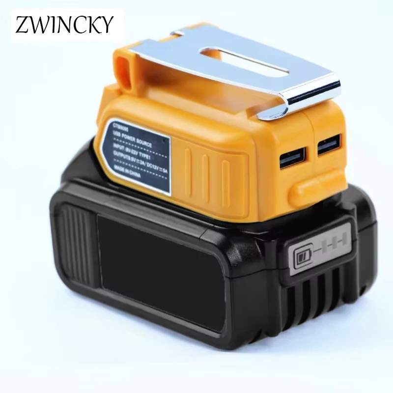 USB Charger Adapter Power Wheels Battery Adapter for Dewalt 20V Battery with 2 USB Ports & 12V DC Interface Fast Charging