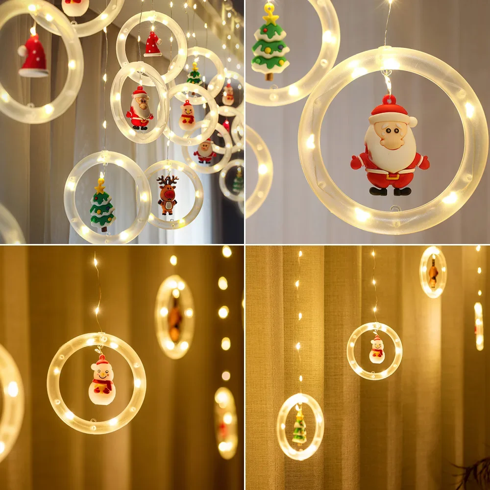 Led Vakantie Licht Kerst Decoratie Lamp Kamer Decor Slinger Santa Boom Maan En Ster String Verlichting Decoratie Accessoires