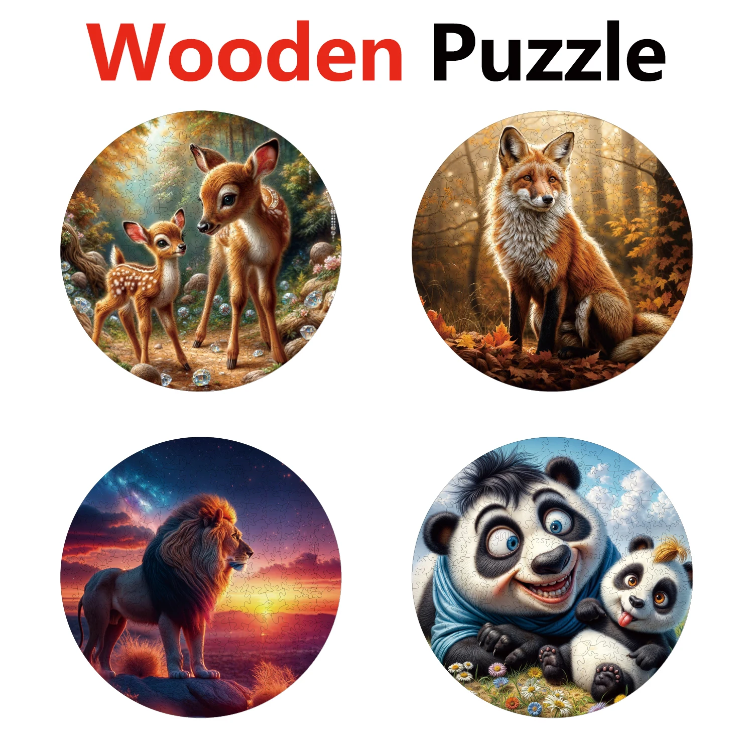 

Deer Wolf Lion Panda Animal Puzzles High Quality Jigsaw Puzzle Wooden Puzzle Best Christmas Gift