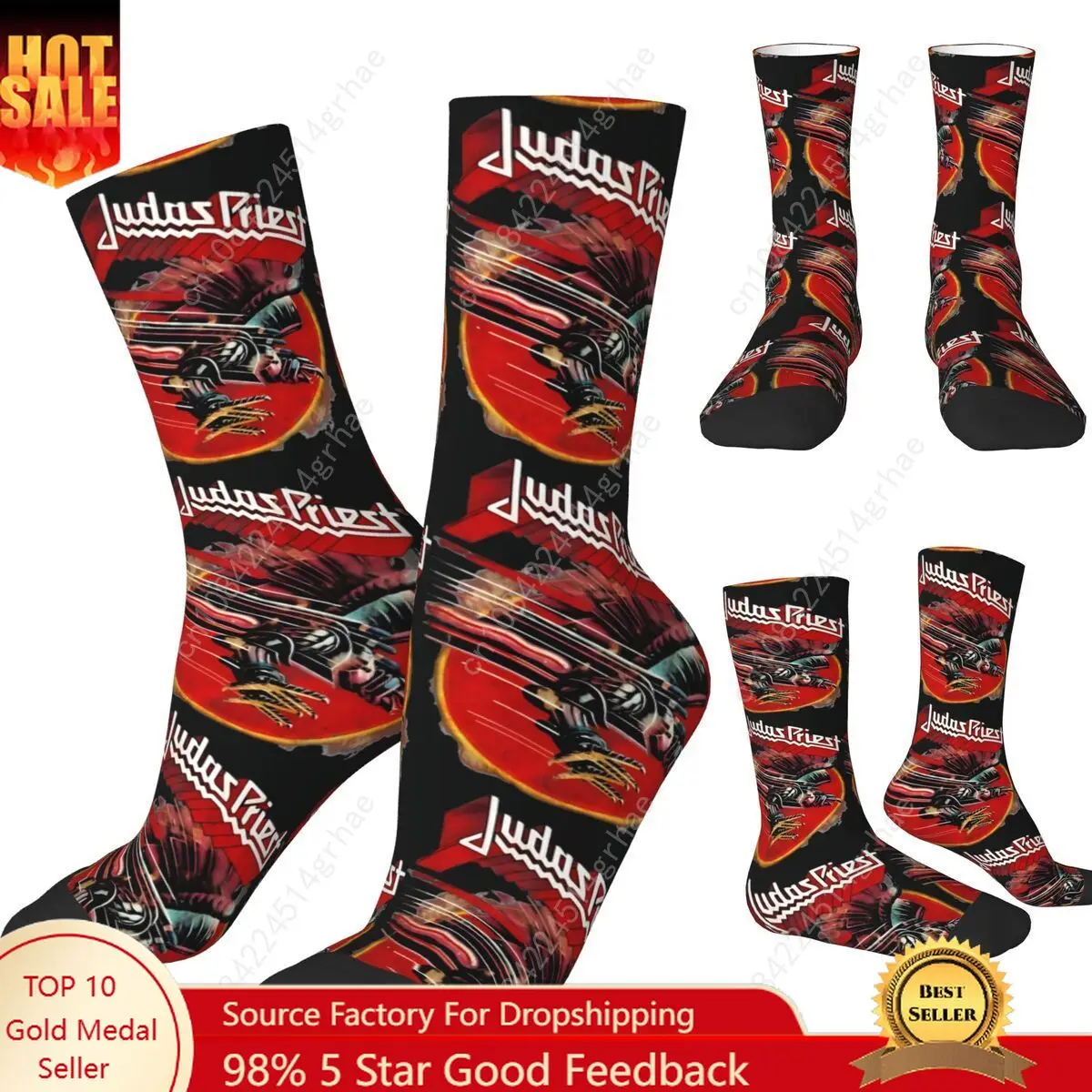 

Judas Priest Band Hip Hop Socks Trendy Stockings Men's Medium Soft Running Sports Socks Winter Graphic Anti-Slip Socks