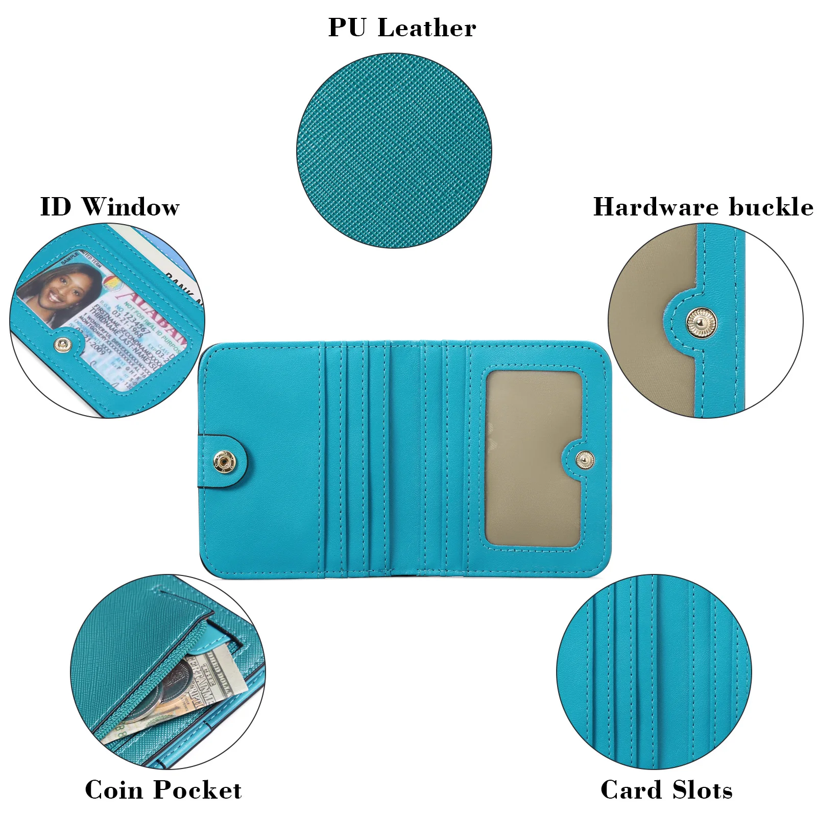 Women Small Short Wallet PU Leather Multifunctional Minimalist Wallet Card Holder Zipper Coin Pocket Thin Slim Purse Money Bag